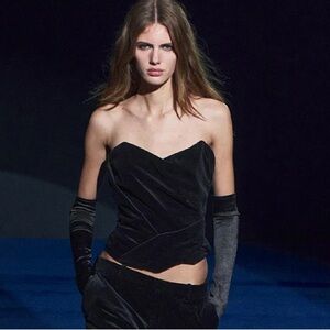 STRAPLESS VELVET TOP ZW COLLECTION